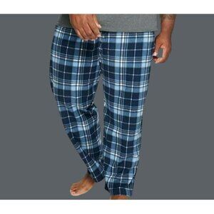 Fleece Pajama Lounge Sleep Pajama Pants Blue White Plaid Men's Size 1X JJ2032